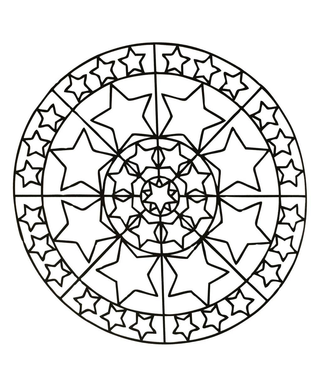 Coloriage Mandala géométrique aux motifs symétriques - Mandala à imprimer